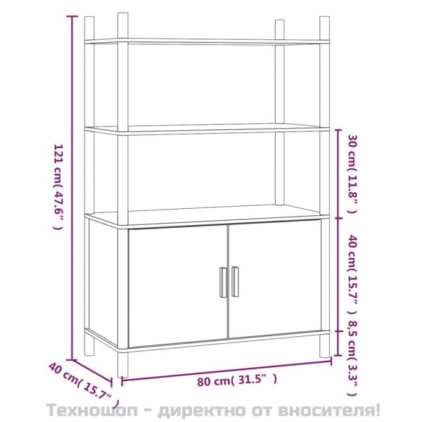 Висок шкаф, черен, 80x40x121 см, инженерно дърво