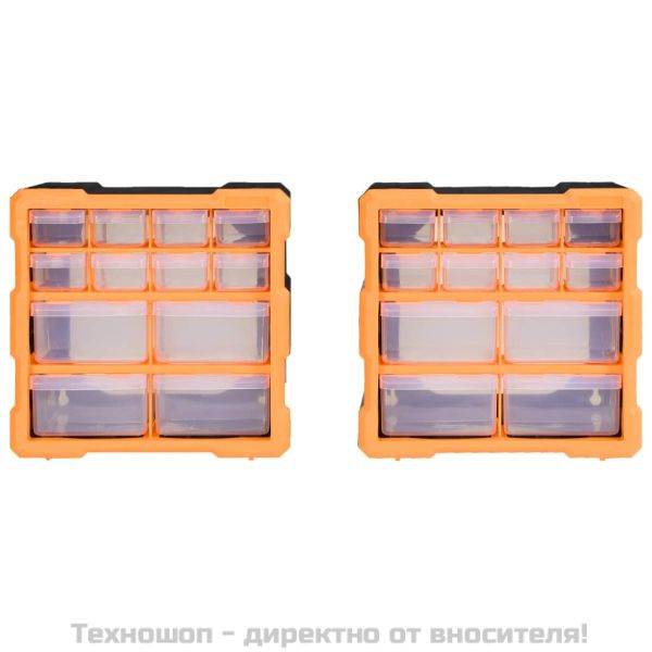 Шкафове органайзери с 12 чекмеджета, 2 бр, 26,5x16x26 см