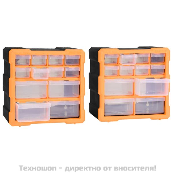Шкафове органайзери с 12 чекмеджета, 2 бр, 26,5x16x26 см