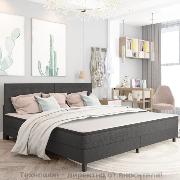 Тапицирана табла за спалня тъмносива текстил 200x200 см