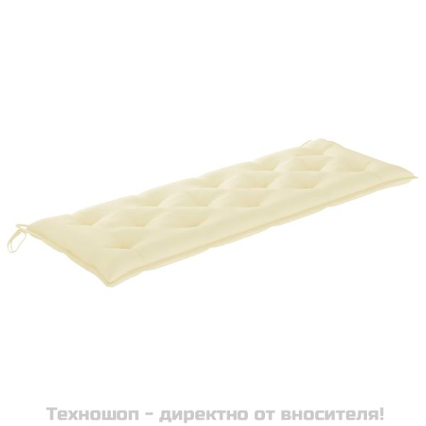 Стифираща градинска пейка с възглавница, 159 см, тик масив