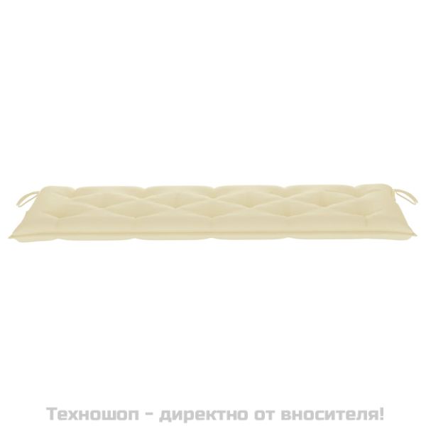 Стифираща градинска пейка с възглавница, 159 см, тик масив