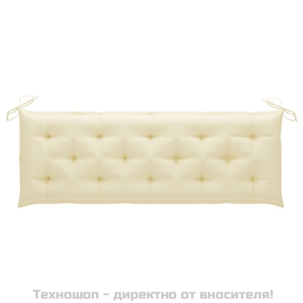 Стифираща градинска пейка с възглавница, 159 см, тик масив