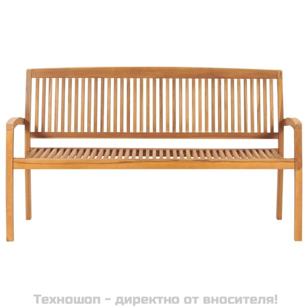 Стифираща градинска пейка с възглавница, 159 см, тик масив