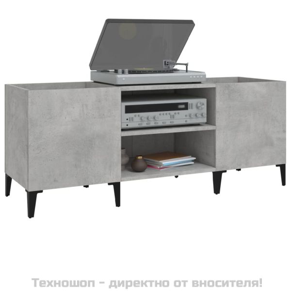Шкаф за грамофонни плочи сив 121x38x48 см инженерно дърво