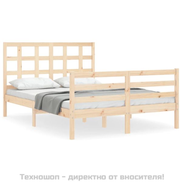 Рамка за легло с табла Small Double масивна дървесина