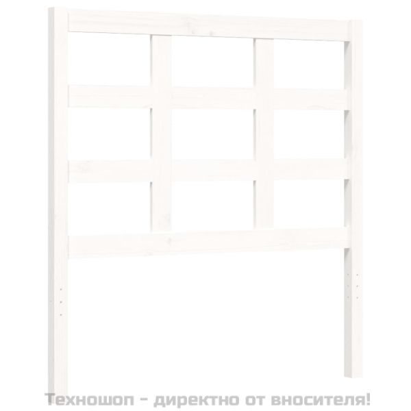 Рамка за легло с табла, бяла, 90x200 см, масивно дърво