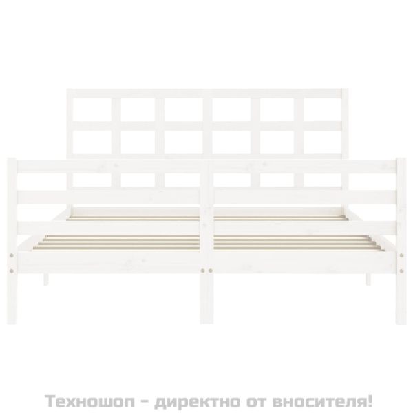 Рамка за легло с табла, бяла, 160х200 см, масивно дърво