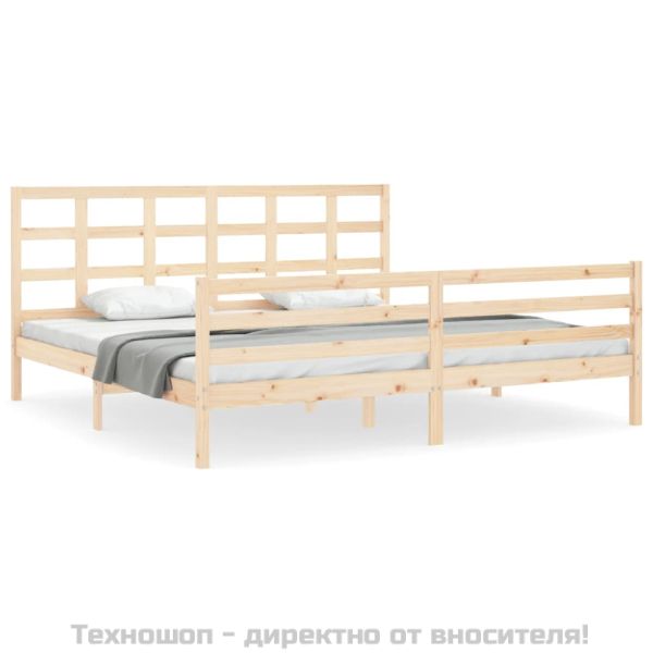 Рамка за легло с табла, 200x200 см, дърво масив