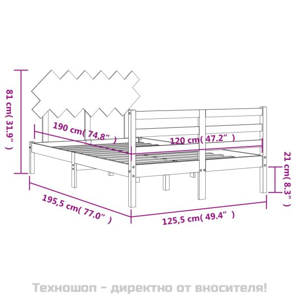 Рамка за легло с табла Small Double масивна дървесина