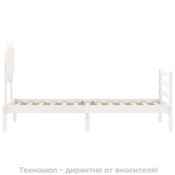 Рамка за легло с табла, бяла, 90x200 см, масивно дърво