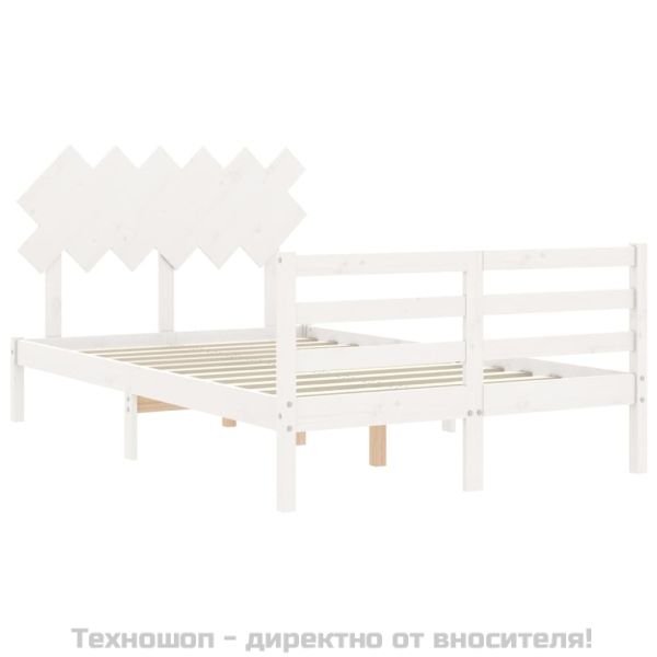 Рамка за легло с табла, бяла, 120х200 см, масивно дърво