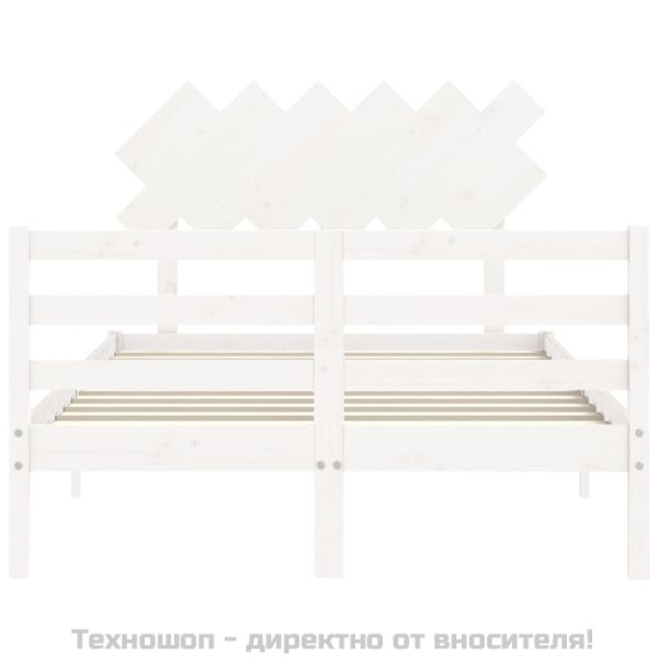 Рамка за легло с табла, бяла, 120х200 см, масивно дърво