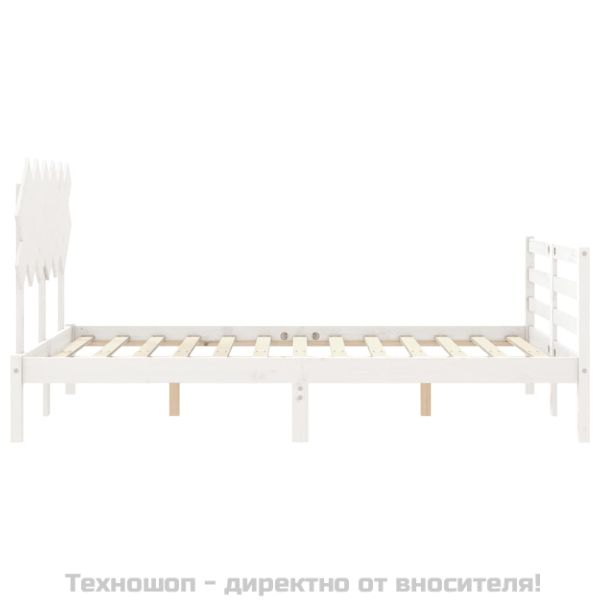 Рамка за легло с табла, бяла, 120х200 см, масивно дърво