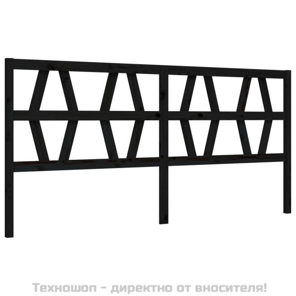 Рамка за легло с табла, черна, 200x200 см, масивно дърво