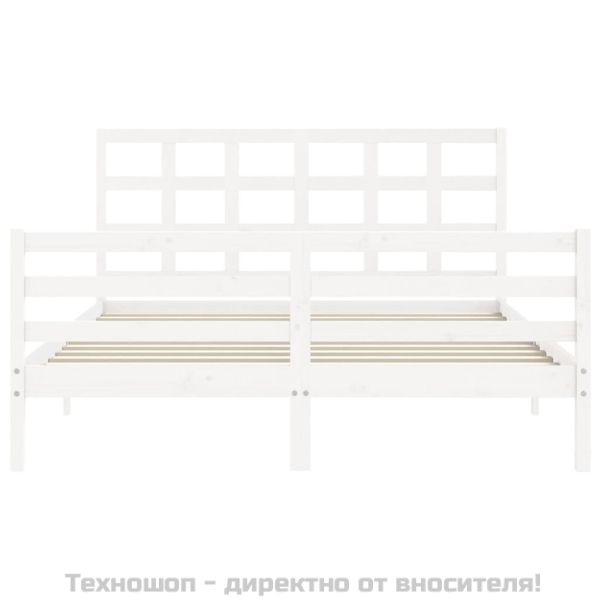 Рамка за легло с табла бяла King Size масивно дърво