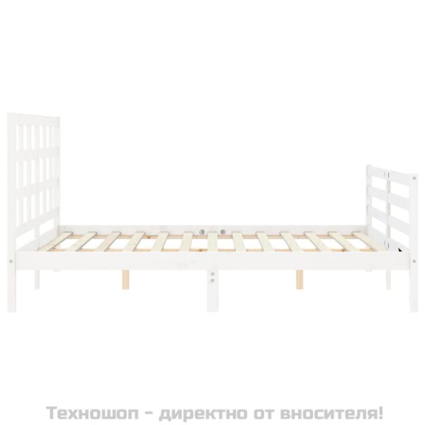 Рамка за легло с табла бяла King Size масивно дърво