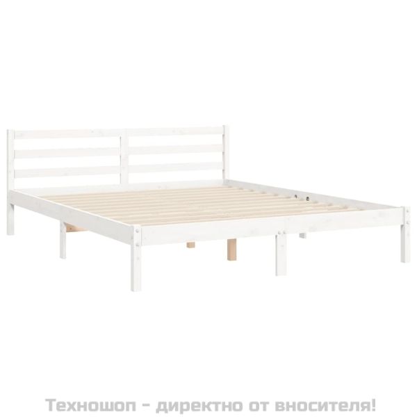 Рамка за легло с табла бяла King Size масивно дърво