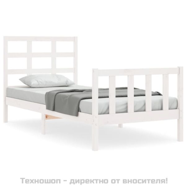Рамка за легло без матрак, бял, 90x190 см, борово дърво масив