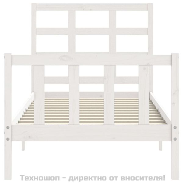 Рамка за легло без матрак, бял, 90x190 см, борово дърво масив