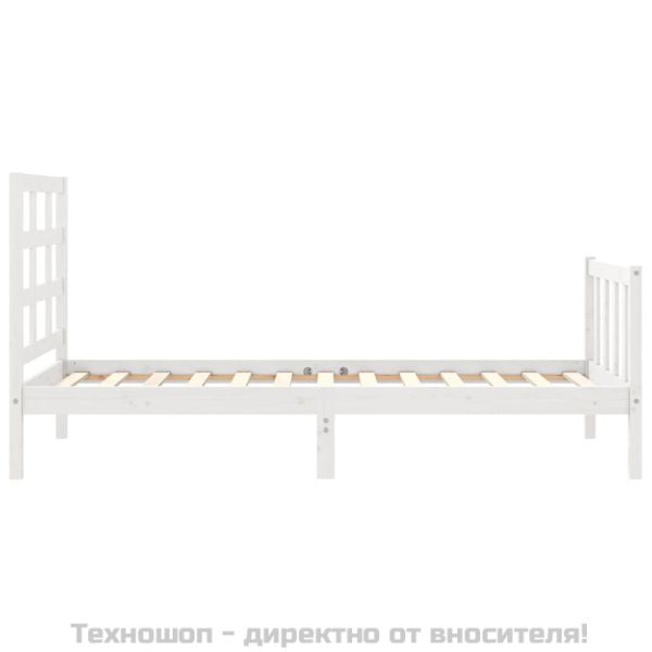 Рамка за легло без матрак, бял, 90x190 см, борово дърво масив