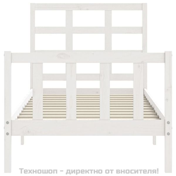 Рамка за легло без матрак, бял, 90x200 см, бор масив