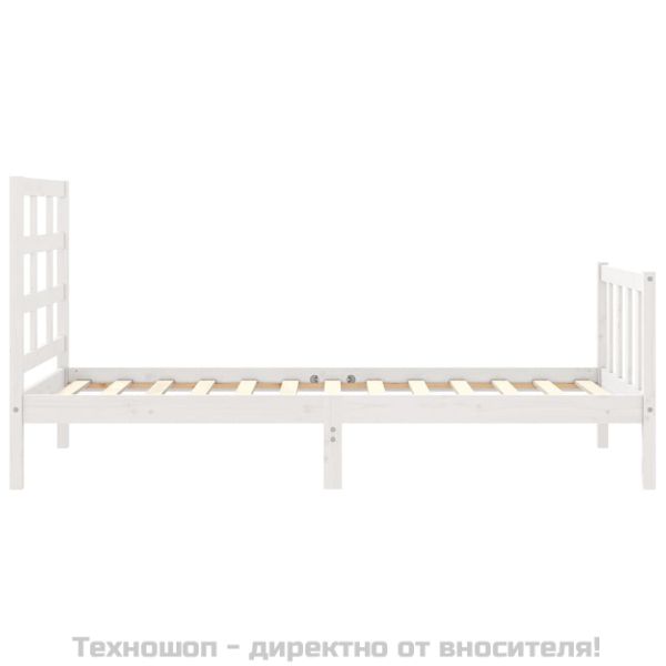 Рамка за легло без матрак, бял, 90x200 см, бор масив
