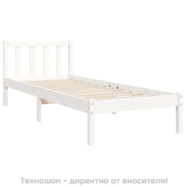 Рамка за легло без матрак, бял, 90x200 см, бор масив