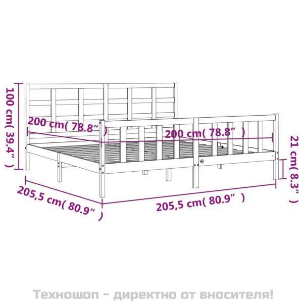Рамка за легло без матрак 200x200 см масивна чамова дървесина