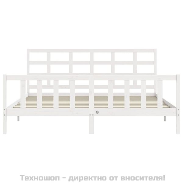 Рамка за легло без матрак, бял, 200x200 см, бор масив
