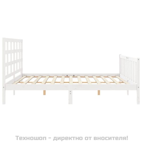 Рамка за легло без матрак, бял, 200x200 см, бор масив