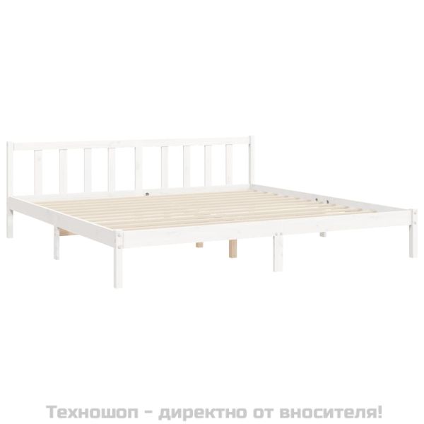 Рамка за легло без матрак, бял, 200x200 см, бор масив
