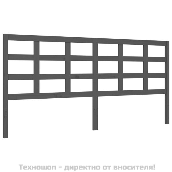Рамка за легло с табла, сива, 200х200 см, масивно дърво