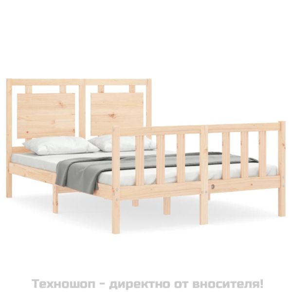 Рамка за легло с табла Small Double масивна дървесина