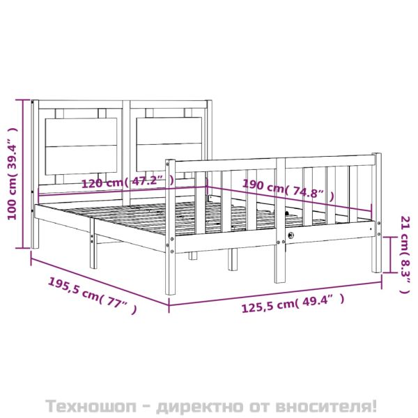 Рамка за легло с табла Small Double масивна дървесина
