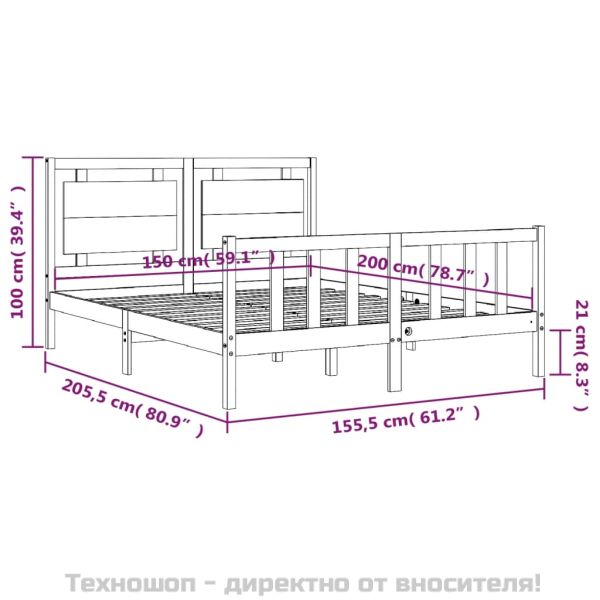 Рамка за легло с табла King Size масивно дърво