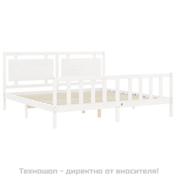 Рамка за легло без матрак, бял, 200x200 см, бор масив