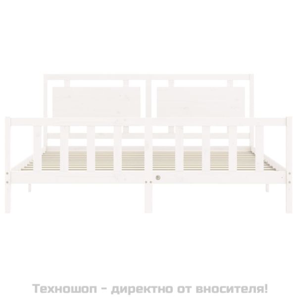 Рамка за легло без матрак, бял, 200x200 см, бор масив