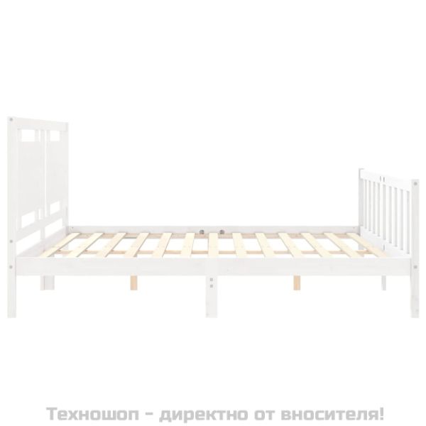 Рамка за легло без матрак, бял, 200x200 см, бор масив