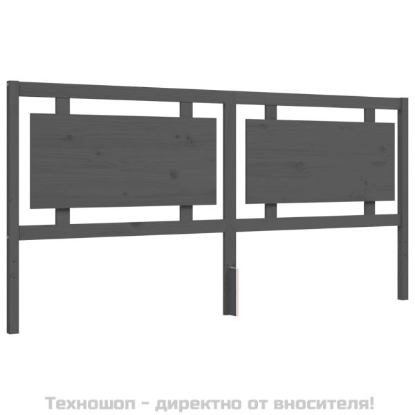 Рамка за легло с табла, сива, 200х200 см, масивно дърво