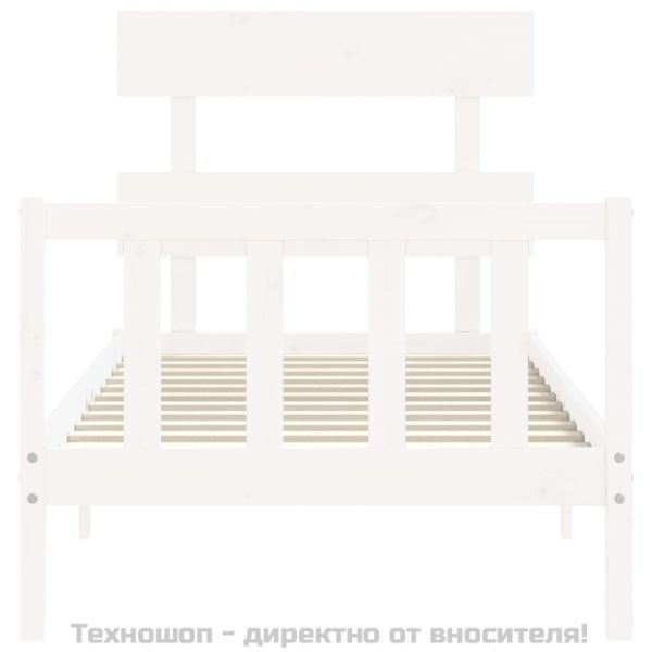Рамка за легло с табла бяла Single масивна дървесина