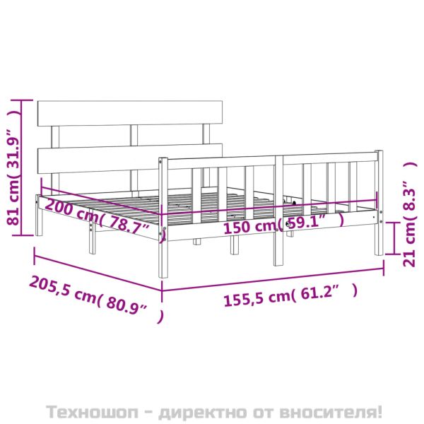 Рамка за легло с табла King Size масивно дърво
