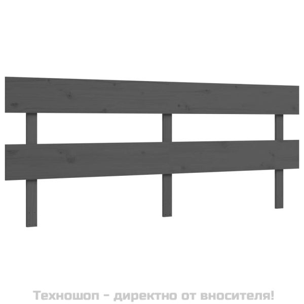 Рамка за легло с табла, сива, 200х200 см, масивно дърво