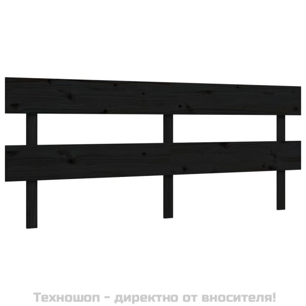 Рамка за легло с табла, черна, 200x200 см, масивно дърво
