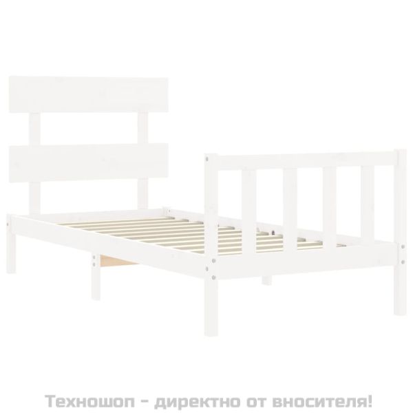 Рамка за легло без матрак, бял, 90x200 см, бор масив