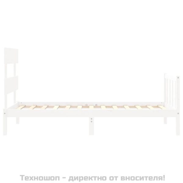 Рамка за легло без матрак, бял, 90x200 см, бор масив