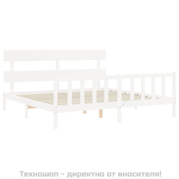 Рамка за легло без матрак, бял, 200x200 см, бор масив