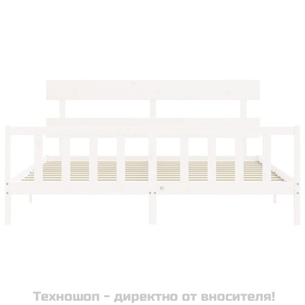 Рамка за легло без матрак, бял, 200x200 см, бор масив