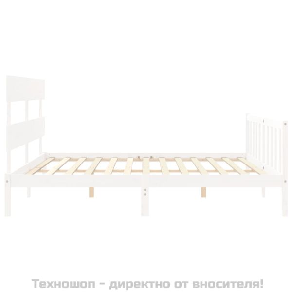 Рамка за легло без матрак, бял, 200x200 см, бор масив