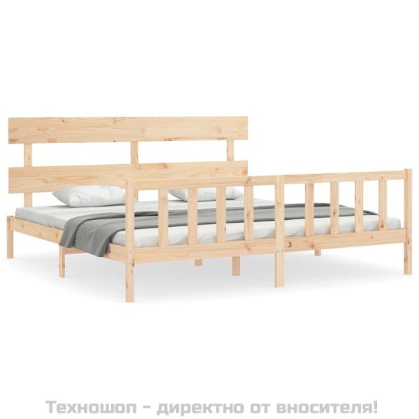 Рамка за легло с табла Super King Size дърво масив